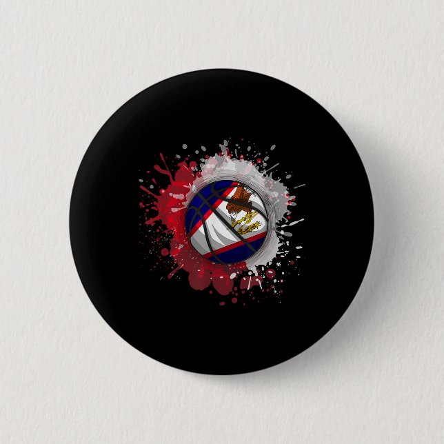 Basketball With American Samoa Flag  Button (Front)