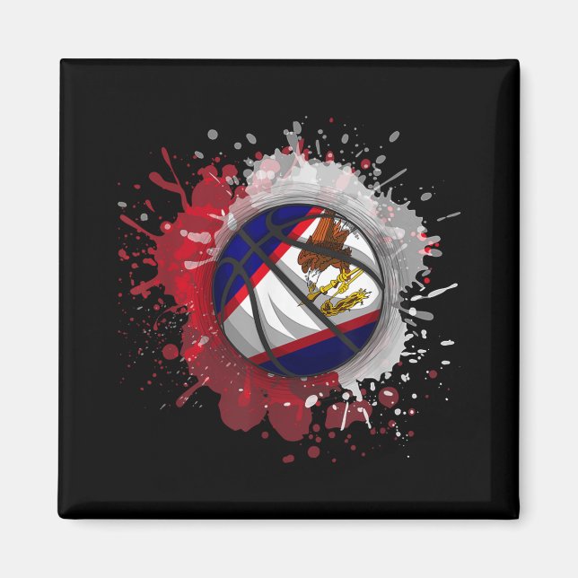 Basketball With American Samoa Flag  Magnet (Front)