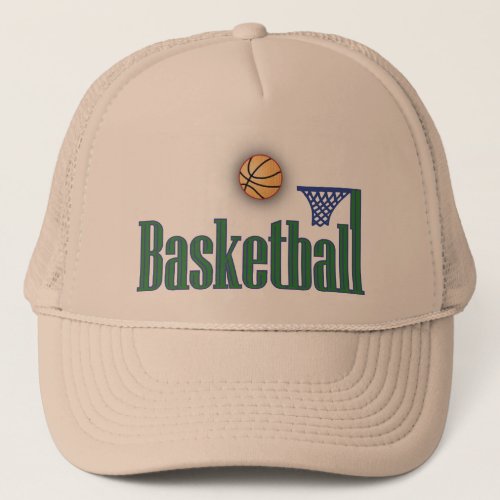 Basketball with Ball n Net Trucker Hat