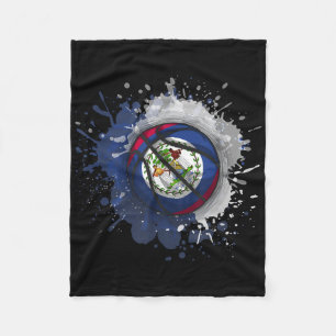 Basketball With Belize Flag  Fleece Blanket