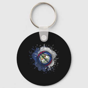 Basketball With Belize Flag Keychain