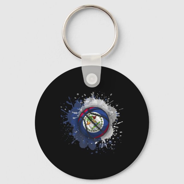Basketball With Belize Flag  Keychain (Front)