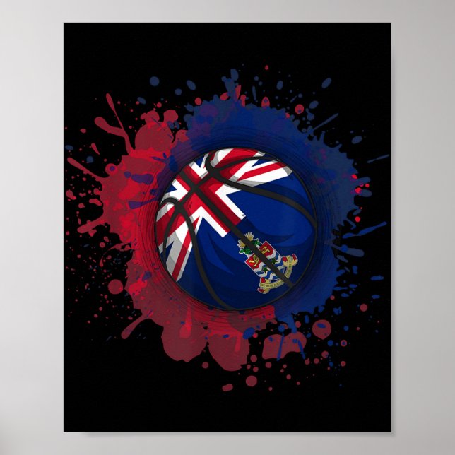 Basketball With Cayman Islands Flag  Poster (Front)
