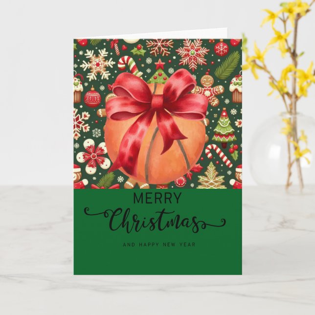 Basketball with Christmas themed for player Card (Yellow Flower)