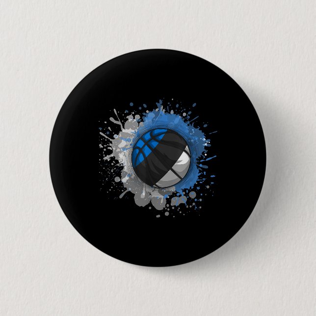 Basketball With Estonia Flag  Button (Front)