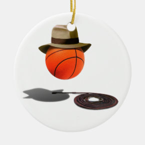 Basketball With Fedora and Whip Ceramic Ornament