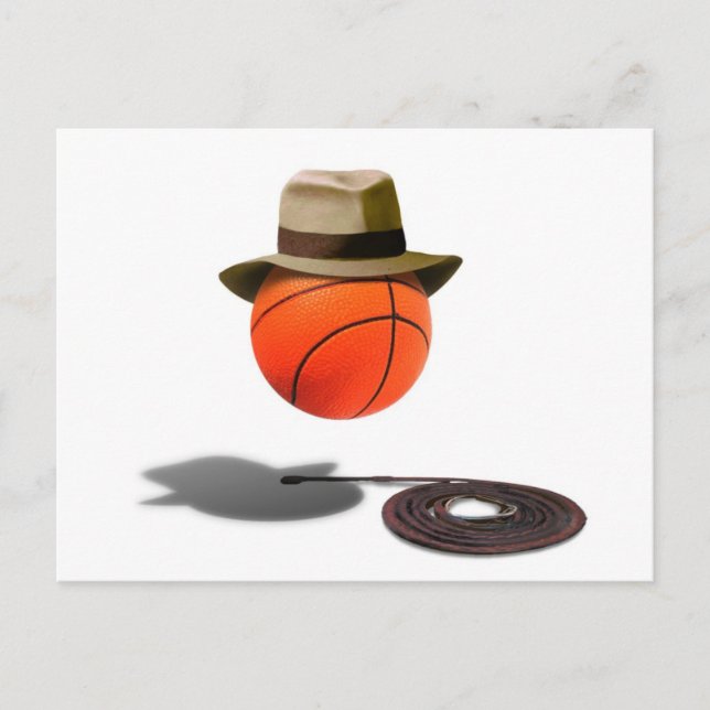 Basketball With Fedora and Whip Postcard (Front)