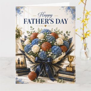 Basketball with flowers for Father's Day Card
