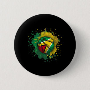 Basketball With Guyana Flag Button