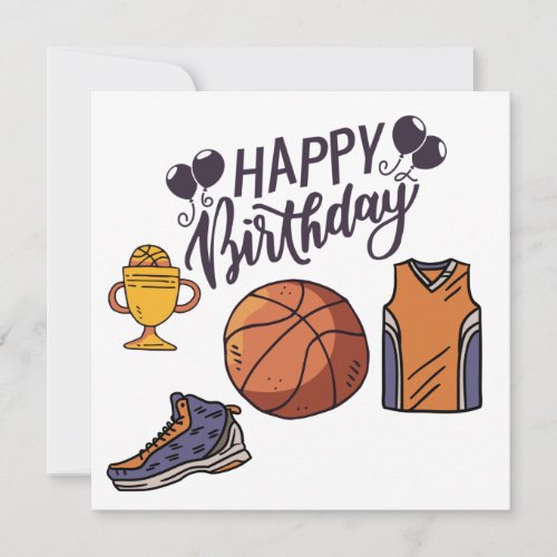 Basketball with Happy Birthday on white background