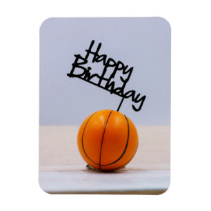 Basketball with Happy Birthday on white background Magnet