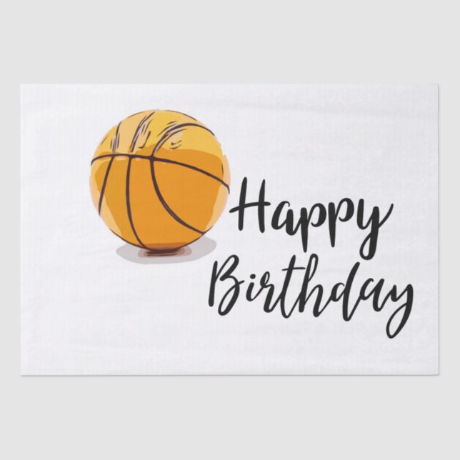 Basketball with Happy Birthday  Tissue Paper (Front)