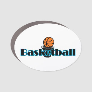 Basketball With Hoops Car Magnet