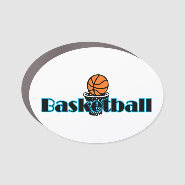Basketball With Hoops Car Magnet (Front)