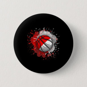 Basketball With Indonesia Flag Button