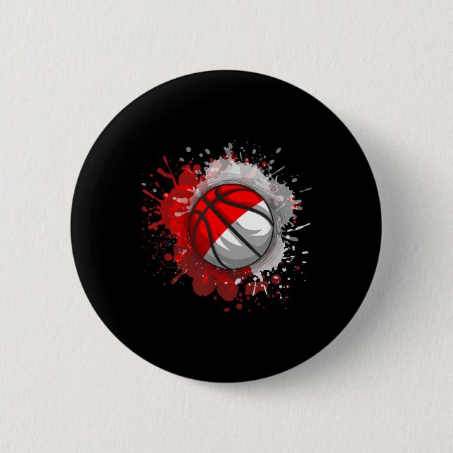 Basketball With Indonesia Flag  Button (Front)