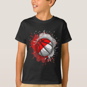 Basketball With Indonesia Flag T-Shirt