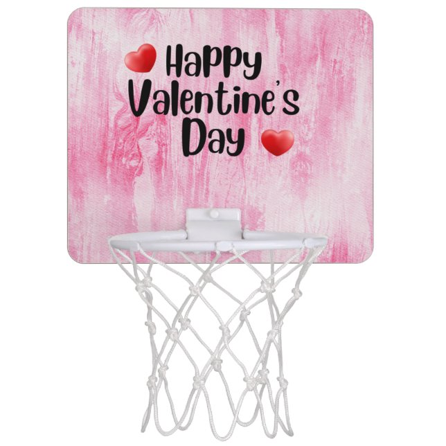 Basketball with love Happy Valentine's Day Player  Mini Basketball Hoop (Front)