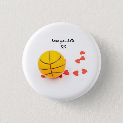 Basketball with love red hearts for Valentine Button
