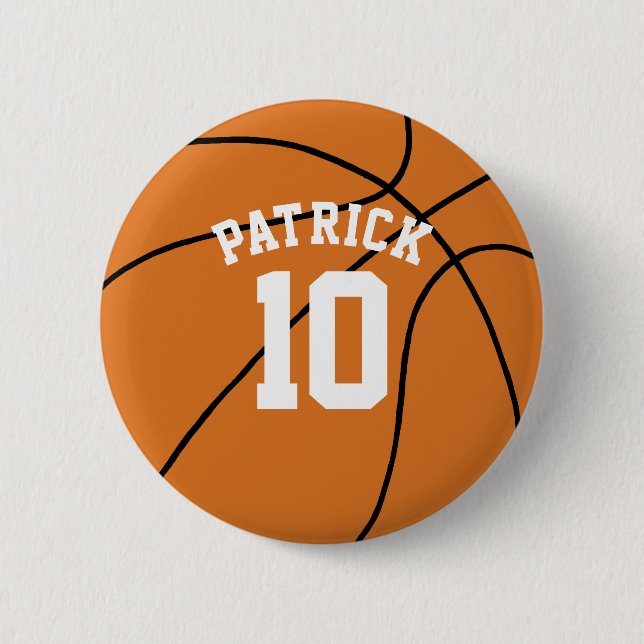 Basketball with Name and Team Number Button (Front)