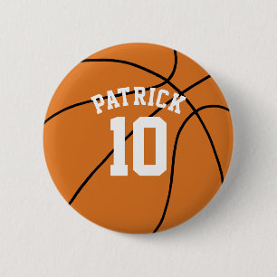Basketball with Name and Team Number Button