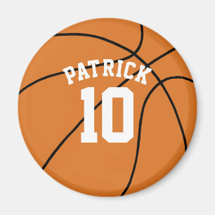 Basketball with Name and Team Number Magnet
