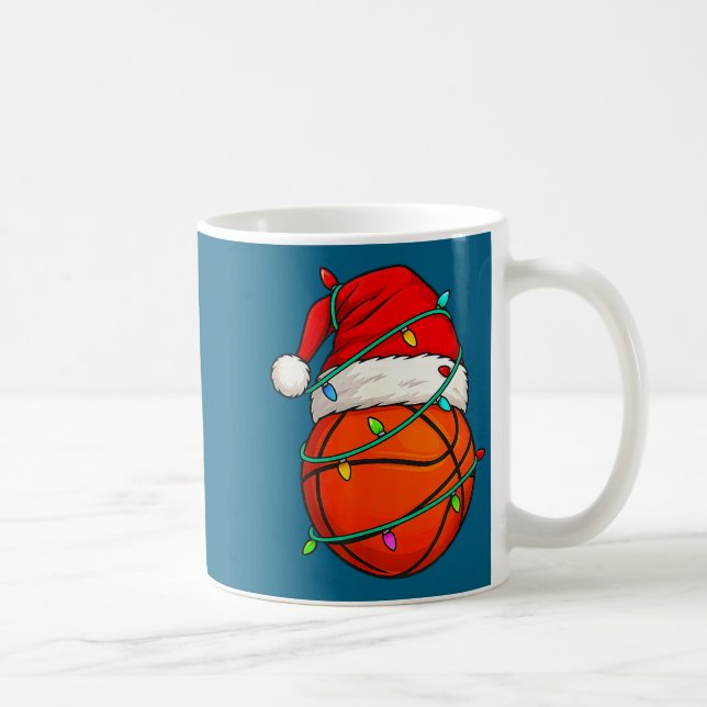 Basketball With Santa Hat Funny Christmas Xmas Gif Coffee Mug (Right)