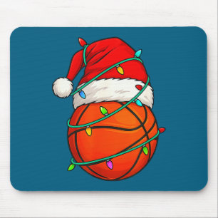 Basketball With Santa Hat Funny Christmas Xmas Gif Mouse Pad