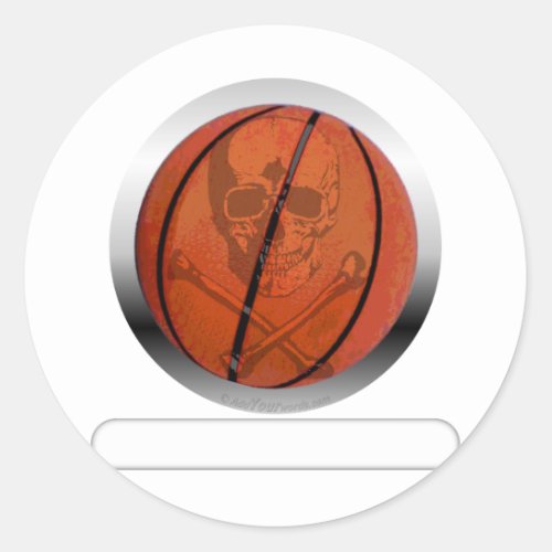 Basketball with Skull_ Personalized Classic Round Sticker