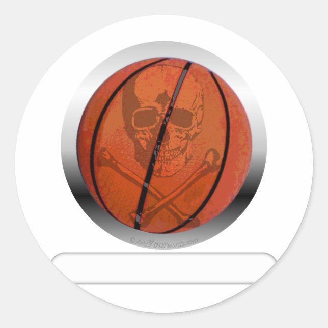 Basketball with Skull- Personalized Classic Round Sticker (Front)