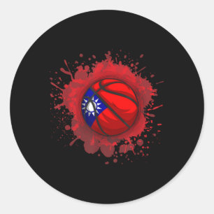 Basketball With Taiwan Flag Classic Round Sticker