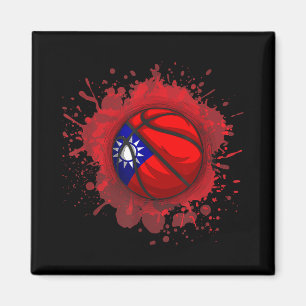 Basketball With Taiwan Flag  Magnet