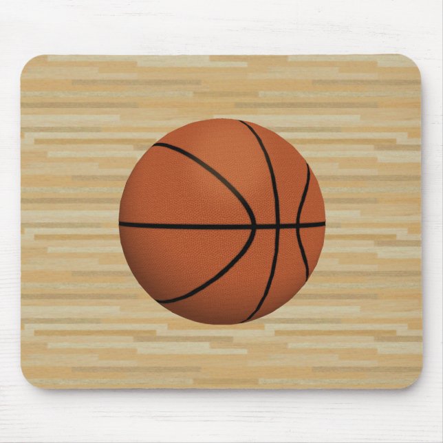 Basketball & Wood Court Background: Mousepad (Front)