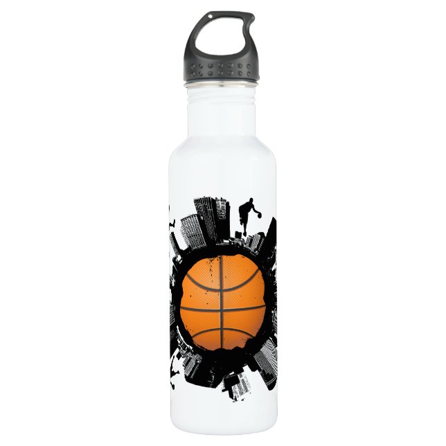 Basketball World Stainless Steel Water Bottle (Front)