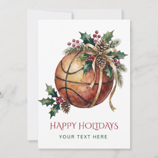 Basketball Wreath Bow Christmas Holiday Card