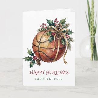 Basketball Wreath Bow Christmas  Holiday Card