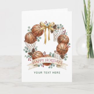 Basketball Wreath Bow Christmas  Holiday Card