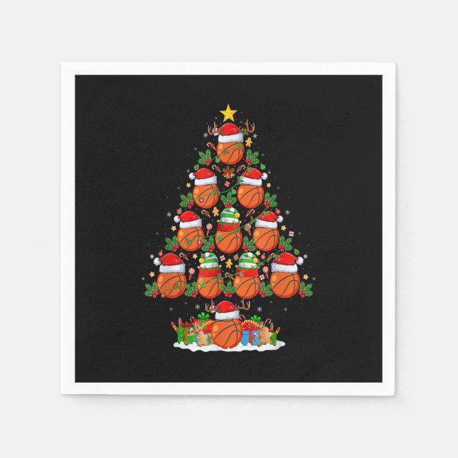 Basketball Xmas Tree Lights Funny Santa Basketball Napkins (Front)