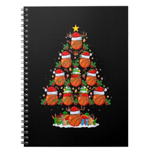 Basketball Xmas Tree Lights Funny Santa Basketball Notebook