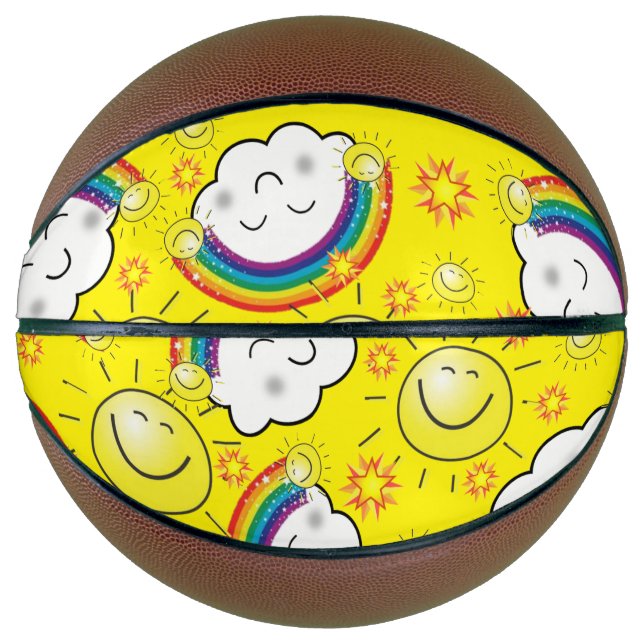 Basketball Yellow Rainbow Sun Clouds (Front)