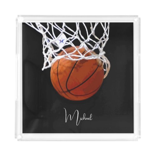 Basketball Your Name Acrylic Tray