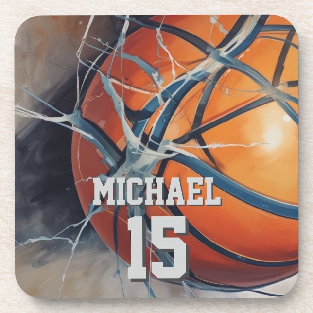 Basketball Your Name Beverage Coaster (Front)