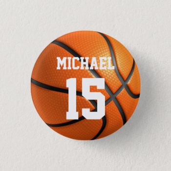 Basketball Your Name Button by made_in_atlantis at Zazzle