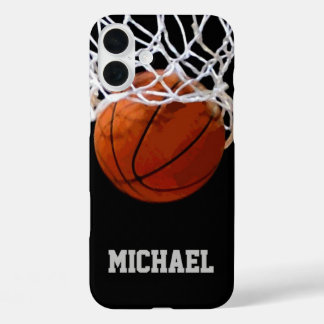Basketball Your Name iPhone 16 Plus Case