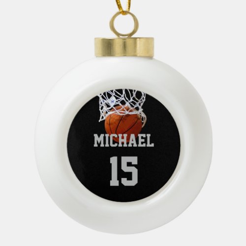 Basketball Your Name Ceramic Ball Christmas Ornament