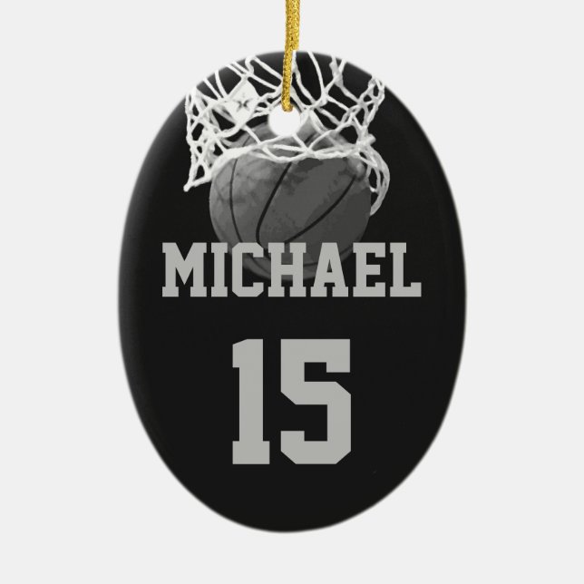 Basketball Your Name Ceramic Ornament (Front)