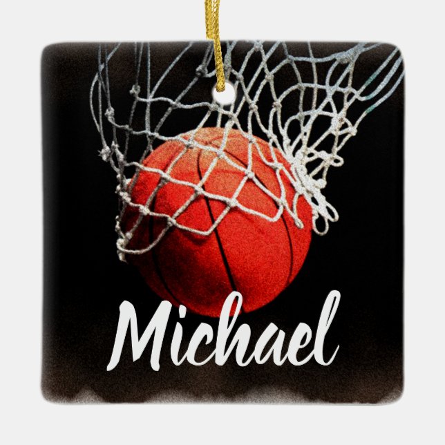 Basketball Your Name Ceramic Ornament (Front)