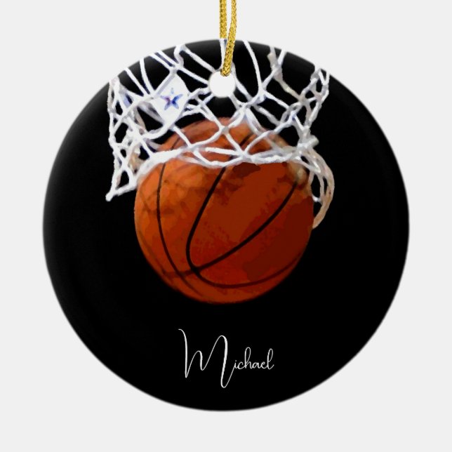 Basketball Your Name Ceramic Ornament (Front)