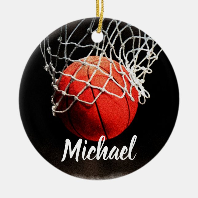 Basketball Your Name Ceramic Ornament (Front)