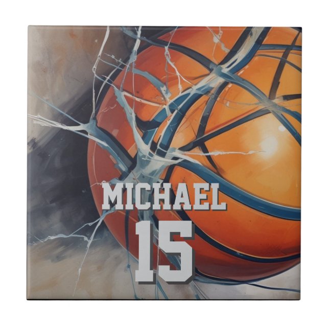 Basketball Your Name Ceramic Tile (Front)